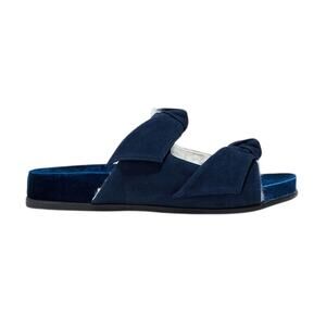Alexandre Birman Shearling Lined Blue Clarita Slides Size 37.5 EU / 7.5 US